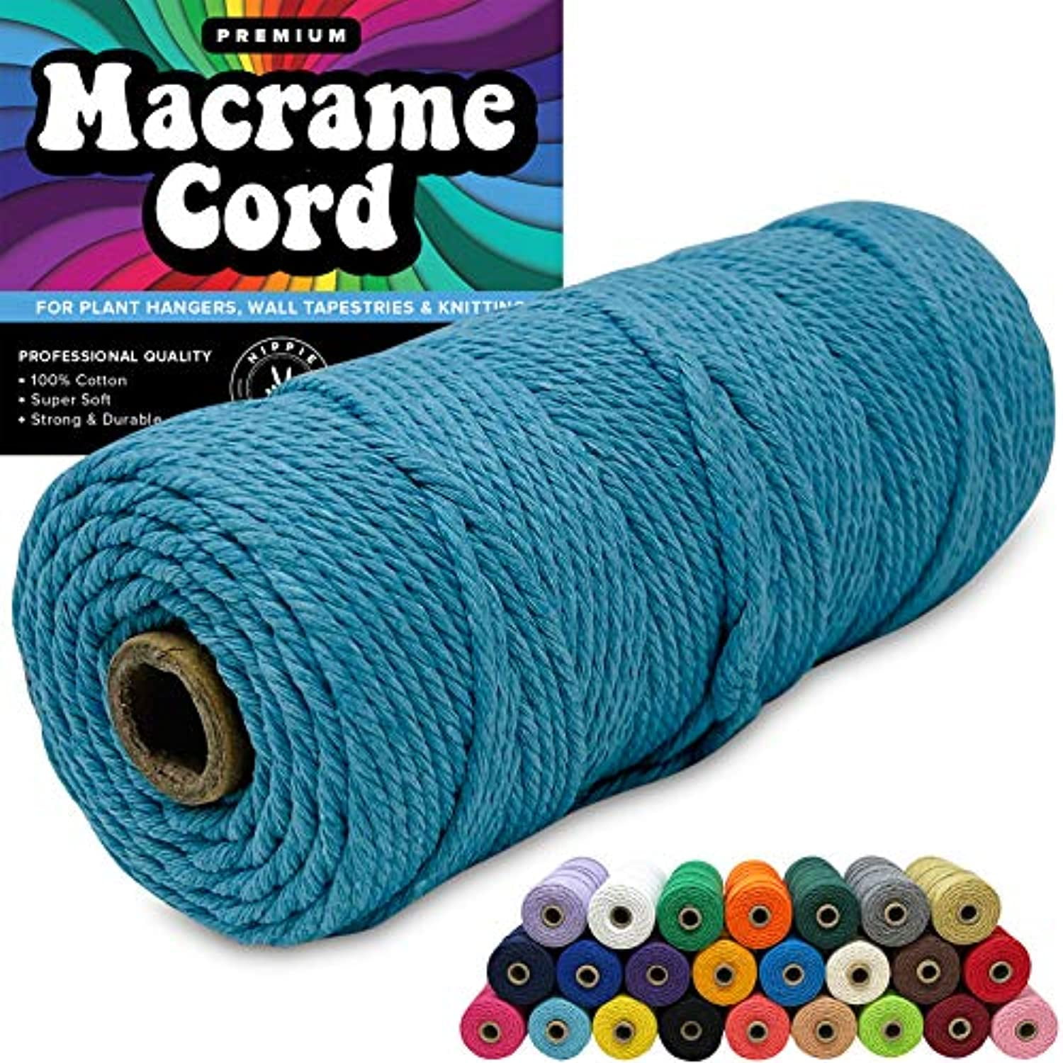 Macramé yarn SOFT 2 mm braided navy blue 150 m