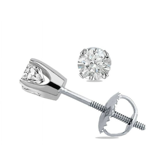 0.50 Ct Round cut Diamond VVS1/D Studs Earrings Screwback 14K White Gold Plated Gift New