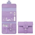 thumbnail image 3 of Clippers de uñas Conjunto con estuche de transporte Pedicura Archivos Tijeras Hombres Mujeres Fingerna Suministros de manicura Kit de cuidado personal Púrpura 16 Piezas Vogacara HA011806-02, 3 of 7