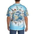 thumbnail image 3 of Yiaed World Travel Print Mens Casual Wrinkle Free Shirts Short Sleeve Button Down Summer Stretch Dress Shirt-Large, 3 of 5