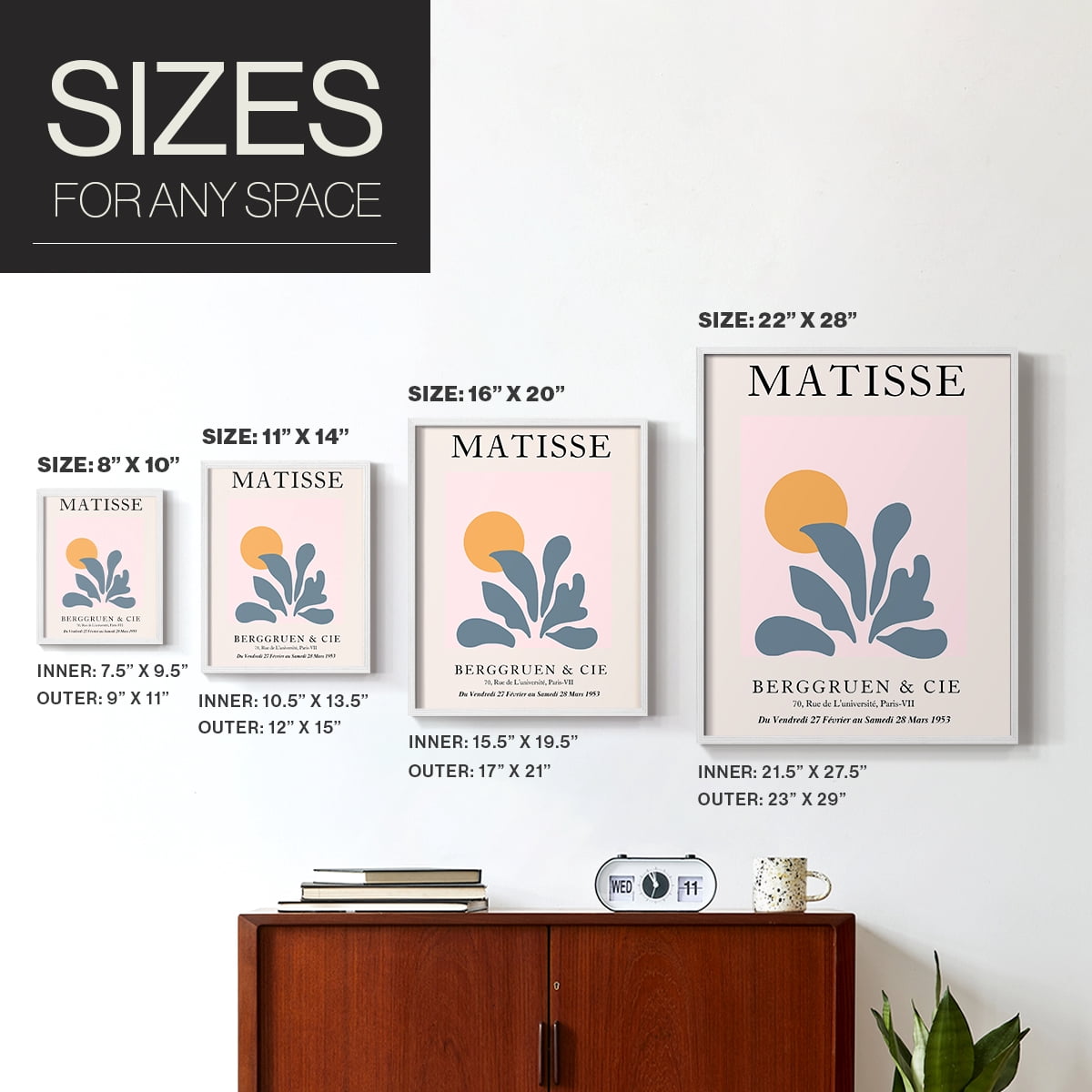 Matisse DVIII Framed Print in White Solid Wood Framed Print No Nail Hanging