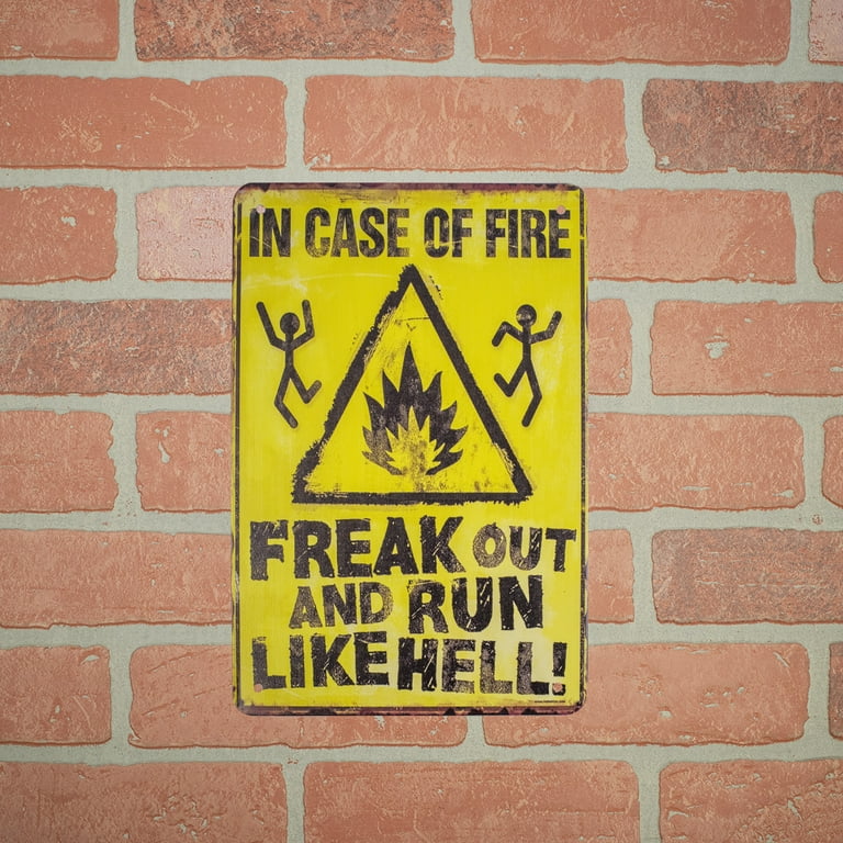 Funny Metal In Case Fire Freak Out Run Like Hell Warning Wall Sign Novelty Decor Funny Metal In Case Fire Freak Out Run Like Hell Warning Wall Sign Novelty Decor