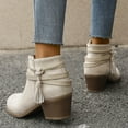 thumbnail image 6 of Women's Short Ankle Boots Low Heel Western Chelsea Dressy Slip on Booties Fall Winter Office Work Shoes, 6 of 9