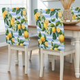 thumbnail image 2 of Summer Lemon Fruit Chair Covers Set of 8 White Flowers Blue Stripes Leaf Chair Back Covers Stretch Removable Washable Slipcovers Protector for Dining Room Kitchen Party Decor, 2 of 9