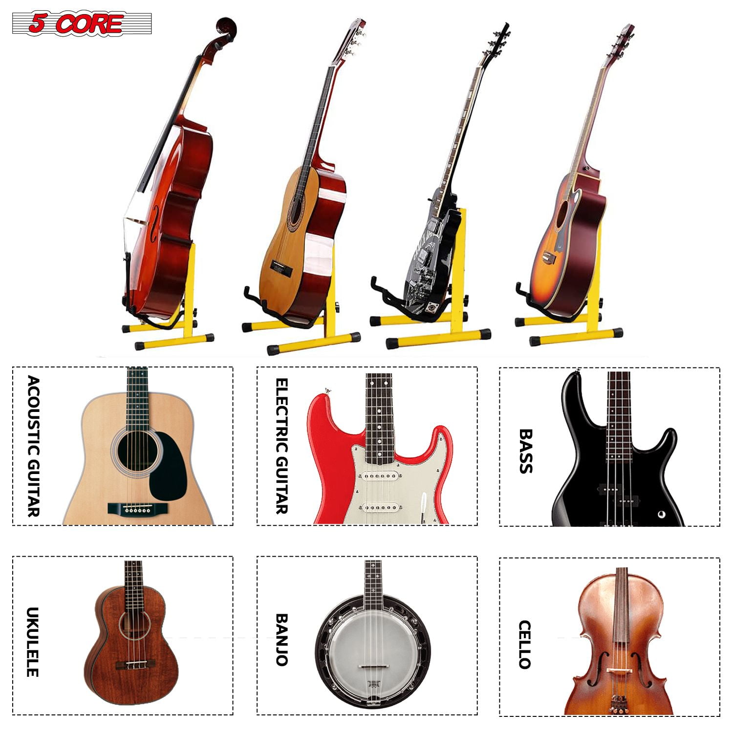 Guitar Stand 2PC A Frame w Soft Foam Arm Non Slip Rubber for Acoustic Electric Bass