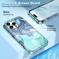 thumbnail image 4 of CASEFIV for iPhone 16 Pro Max Case,Marble Pattern 3 in 1 Heavy Duty Shockproof Rugged Hard PC+Soft Silicone Drop Protective Girls Women Cover,Green Blue, 4 of 5