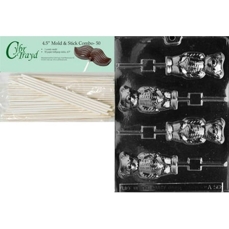 - Cybrtrayd 45St50-A050 Bear Lolly Animal Chocolate Candy Mold with 50 4.5-Inch Lollipop Sticks