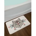 thumbnail image 2 of Tribal Bath Mat, Charming Lion Like Wolf Head with Paisley Ethnic Design Ornaments Print, Non-Slip Plush Mat Bathroom Kitchen Laundry Room Decor, 29.5 X 17.5 Inches, Pearl Coral and Teal, Ambesonne, 2 of 2