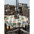 thumbnail image 2 of Outdoor Tablecloth with Umbrella Hole for Patio/Picnic/Party/Camping, Tropical Cactus Waterproof Table Cloth Round Cover Washable, Spring Summer Potted Plants Wooden (Dia 60"), 2 of 8