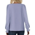 thumbnail image 4 of XuJwPNcy Women's Puff Long Sleeve Shirts Casual Baggy V Neck Blouses Tops Lightweight Fall Textured Tops, 4 of 6