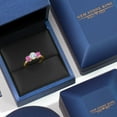 thumbnail image 5 of Gem Stone King 18K Yellow Gold Plated Silver Sky Blue Aquamarine and Pink Created Sapphire Engagement Ring for Women | 1.85 Cttw | Round 6MM | Gemstone March Birthstone | Size 5, 5 of 6