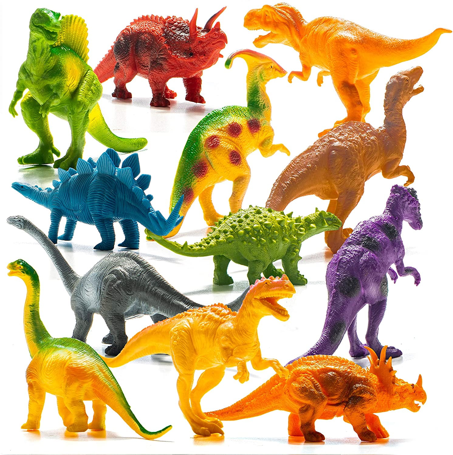 prextex realistic looking dinosaurs pack of 12 large plastic assorted dinosaur figures