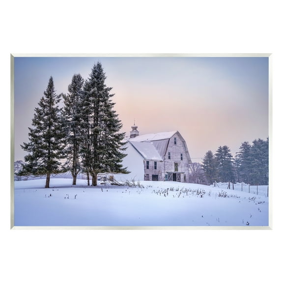Stupell Industries Winter Farmhouse Snow Landscape Landscape Photography Unframed Art Print Wall Art