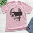 thumbnail image 2 of Kids Skull With Sunglasses Shirt, Youth Kids Boy Girl T-Shirt, Halloween Shirt, Skull Graphic Shirt, Light Pink, Medium, 2 of 4
