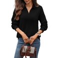 thumbnail image 2 of Women'S 2025 Autumn and Winter Solid Color Pullover Sweater Loose Lapel Long Sleeve Top Black XXL, 2 of 9