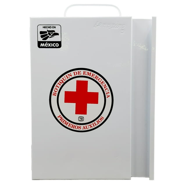 LESSPIRO, BOTIQUÍN MEDIANO DE EMERGENCIA, METÁLICO, PRIMEROS AUXILIOS, BLANCO, DE PARED.