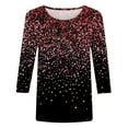 thumbnail image 5 of Homenesgenics Sequin Tops for Women Spring Plus Size Womens Clothes 3/4 Sleeves Casual Shirts Pullover Loose Tunic Tops Print Blouse(Multi-color,XXXXL), 5 of 5