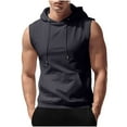 thumbnail image 3 of Men's Tank Tops Summer Mens Fashionable Casual Solid Color Round Neck Loose Fit Shirt Hooded Sleeveless Top T shirt Workout Gym Shirts, 3 of 9