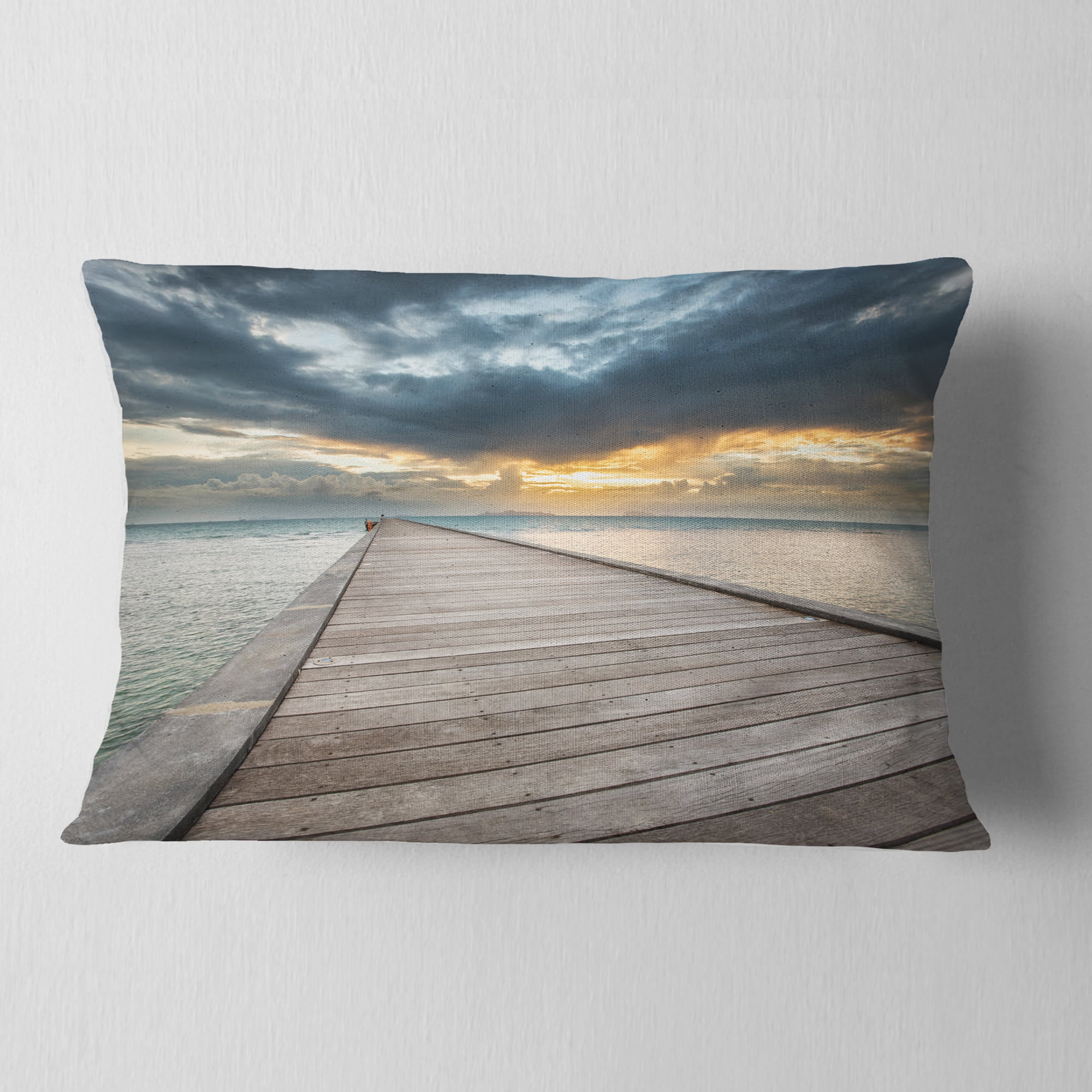 Designart 12" x 20" Multi-color Bridge Pier Polyester Throw Pillow
