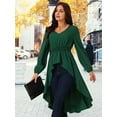 thumbnail image 2 of DARING DIVA Women's High Low V Neck Long Sleeve Dressy Blouses L Green, 2 of 7