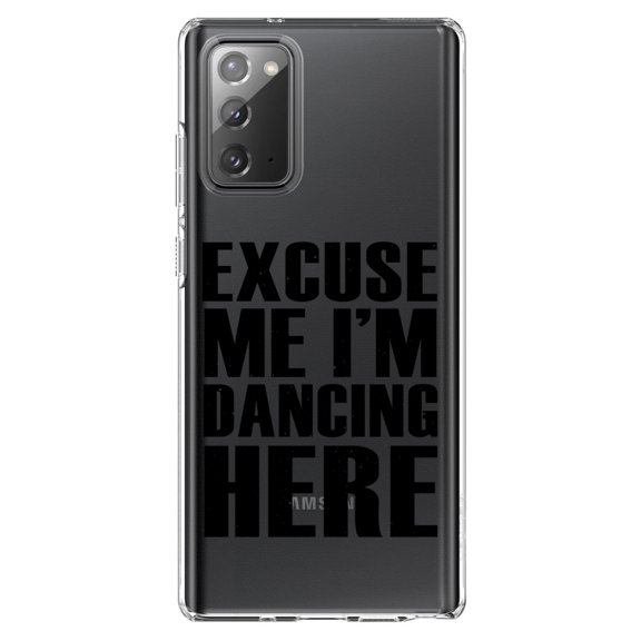 DistinctInk Clear Shockproof Hybrid Case for Galaxy Note 20 ULTRA (6.9" Screen) - TPU Bumper Acrylic Back Tempered Glass Screen Protector - Excuse Me I'm Dancing Here
