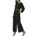 thumbnail image 4 of INSPIRE CHIC Women's Wide Leg Pants Jumper Long Sheer Sleeve Cocktail Jumpsuits M Black, 4 of 6