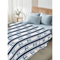 thumbnail image 4 of King Size Flat Sheet Only, Navy Blue Anchor Nautical Soft Brushed Microfiber Bed Sheets, Coastal Ocean Summer Beach Hotel Quality Breathable Bedding Top Sheet, Easy Care, 105"x98", 4 of 9