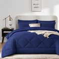 thumbnail image 2 of Flymme Dark Blue Comforter Set with Sheet,7 Pieces Bed in a Bag Queen Size Bed Set Soft Microfiber Complete Bedding Sets for All Season, 2 of 9