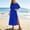 *Blue, variant on Women's Off Shoulder Maxi Dress, Casual Solid Color Split Hem Beach Dress with Pockets Army Green,Women's Plus M