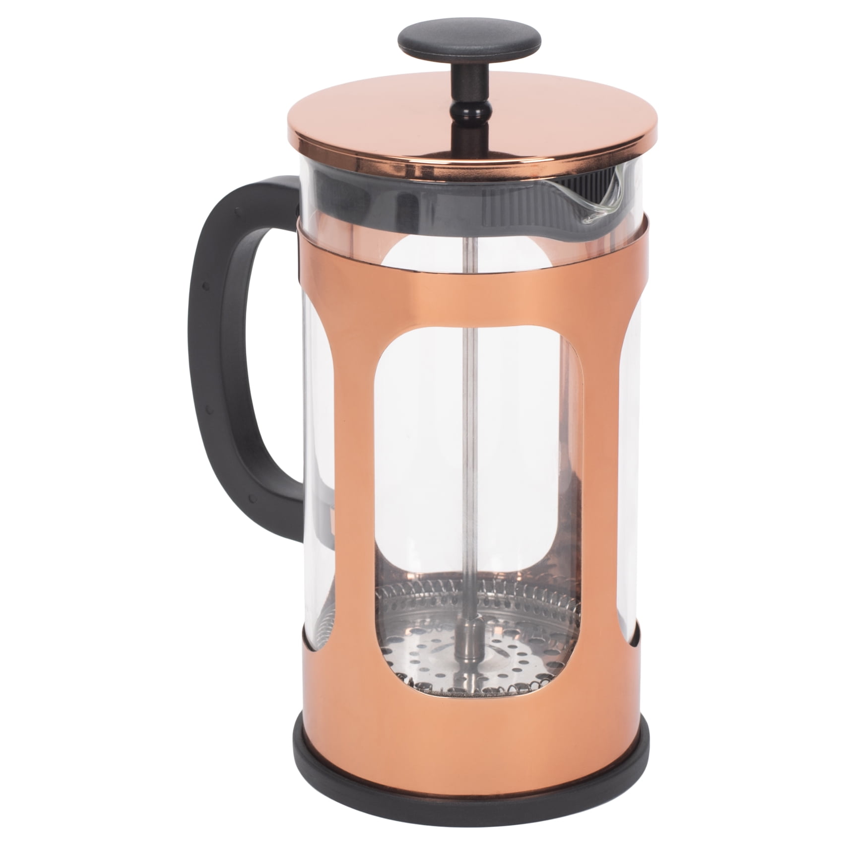 Brass Tone 34 Ounce Large Glass and Stainless Steel French Press Coffee