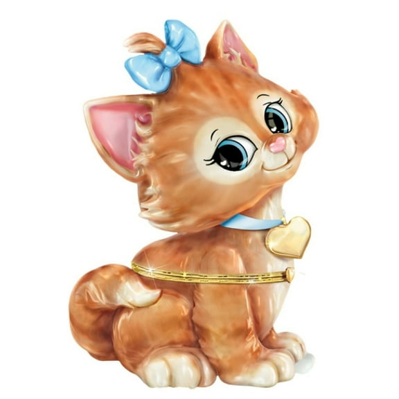 The Bradford Exchange Granddaughter You're Purr-fect Music Box Adorable Kitten Shape Hand-crafted Heirloom Porcelain® with 22k Gold Limoges-Style Hinge Plays "You Are My Sunshine" 5-inches