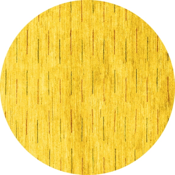 Ahgly Company Machine Washable Indoor Round Solid Yellow Modern Area Rugs, 4' Round