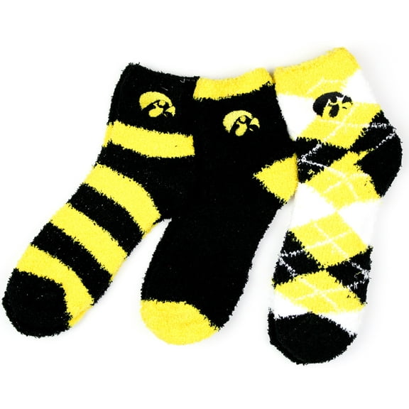 Iowa Hawkeyes 3 Piece Fuzzy Sock Bundle - Donegal Bay - Unisex - One Size - Ankle
