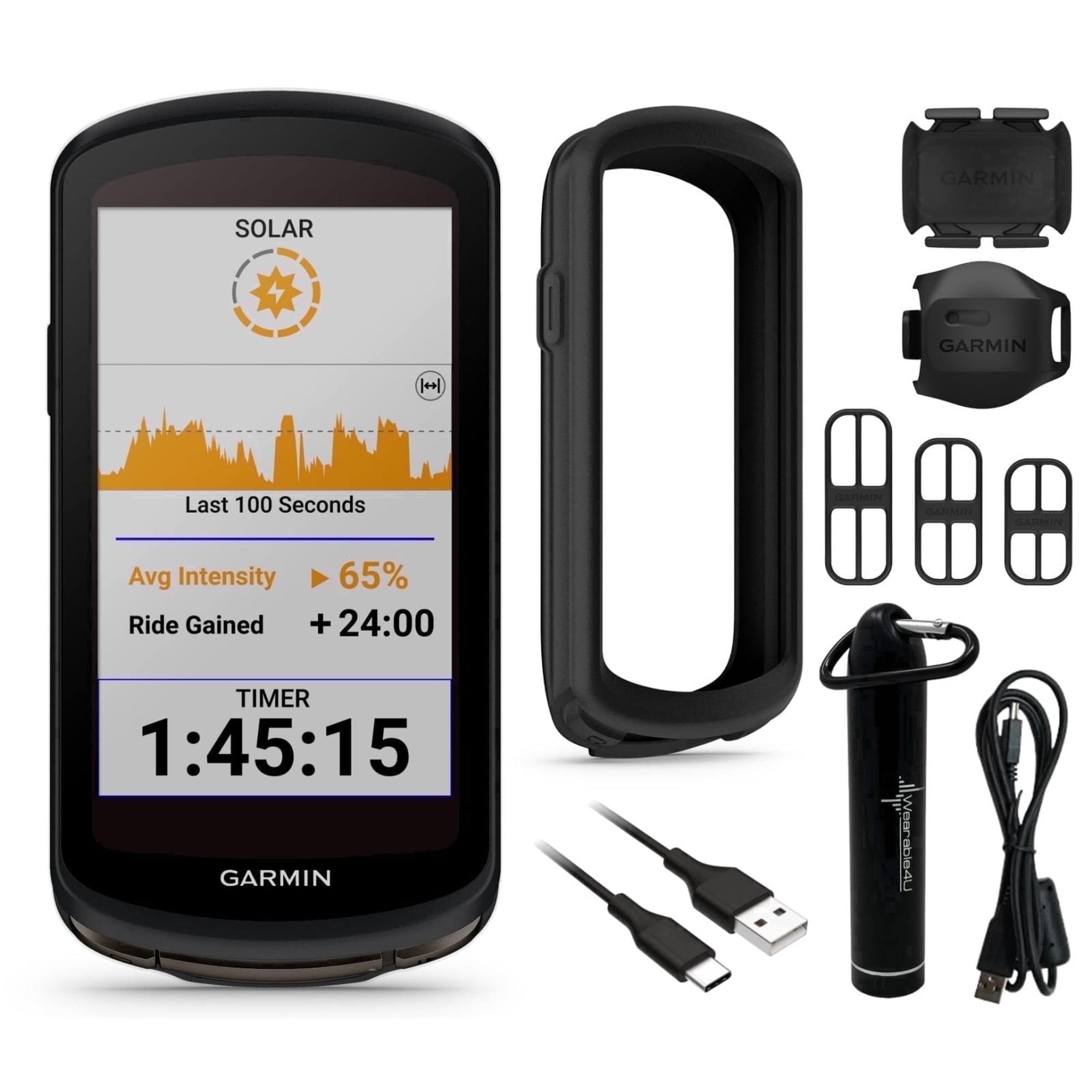 Garmin Edge 1040 GPS Cycling Computer with Solar Charging Capabilities 4.7 oz 4.6 in with Power Bank