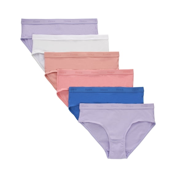 Hanes Originals SuperSoft Underwear Hipsters, 6-Pack, Moisture-Wicking Assorted 8 Girls'
