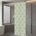thumbnail image 3 of Window Privacy Film Sage Green Morocco Stained Glass Window Film Decorative Sun Block Window Cover Boho Abstract Geometric Grid Plaid Window Clings Static Adhesive Sticker for Bathroom 23.6"x59", 3 of 7