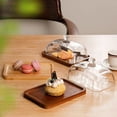 thumbnail image 5 of Rectangular Wooden Butter Plate Glass Cover Yellow Oil Plate Snack Dim Sum Cake Dessert Plate, 5 of 6