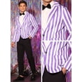 thumbnail image 5 of DARING DIVA Men's Striped Blazers One Button Business Stripes Patterned Coats S Purple White, 5 of 6