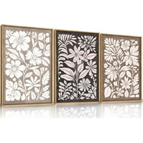 FCCUYE Vintage Watercolor Wildflower Landscape 3 Piece Wall Art d, Large Retro Floral Wall Decor(16x24), Nature Wilderness Farmhouse Rustic Field Canvas Painting for Living Room, Bedroom, Office