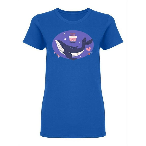 Happy Birthday Whale Shaped T-Shirt Women -Image by Shutterstock, Female Medium