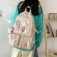 thumbnail image 3 of AMERTEER Women Preppy Style Patchwork Clear Backapck Student Large Rucksack (Purple), 3 of 6