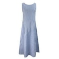 thumbnail image 3 of Edvintorg Summer Dresses Clearance Women Casual Striped Sleeveless Dress Neck Linen Pocket Long Dress, 3 of 7