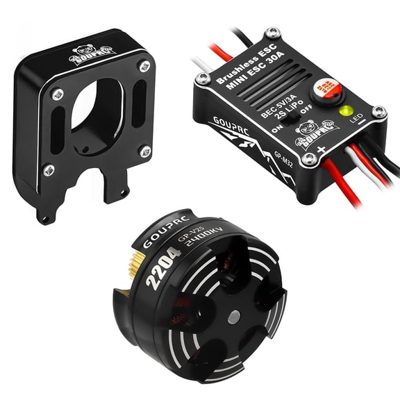 HUISZJ 2204 2400KV Brushless Outrunner Motor, Brushless Outrunner Motor with Mount & 30A Brushless Mini ESC, Upgraded Speed Motor Bracket for SCX24 RC Crawler Axial 1/24 RC Car Truck