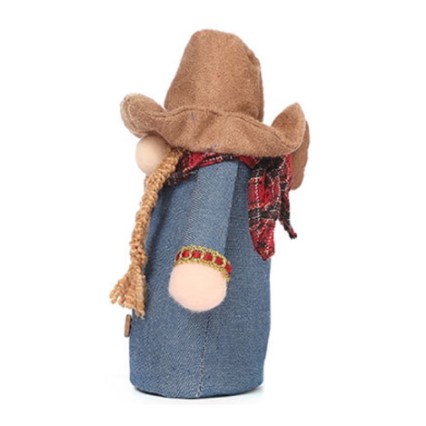 Wosthever Decoración de muñecas sin rostro de Halloween, adorno bonito de Rudolf para niños y niñas con sombrero de vaquero, accesorios de Kits de decoración para fiestas Muchachas