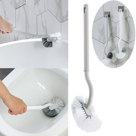 Curved Toilet Bowl Brush Without Holder for Bathroom, Compact Toilet Brush Durable Under The Rim Household Deep Cleaning Brushes (White Toilet Brush Without Holder)