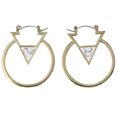 thumbnail image 1 of Gold-Tone & White Colored Metal Hoop-Earrings #MQE063, 1 of 2