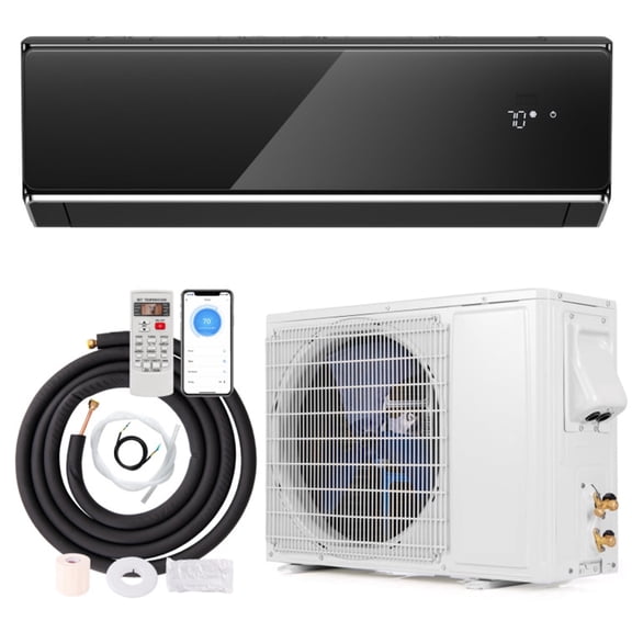 ALPULON 12000 BTU Ductless Mini Split Air Conditioner & Heater, 22 SEER2 WiFi Enabled Heat Pump, 208-230V Wall Mounted AC Unit, Black