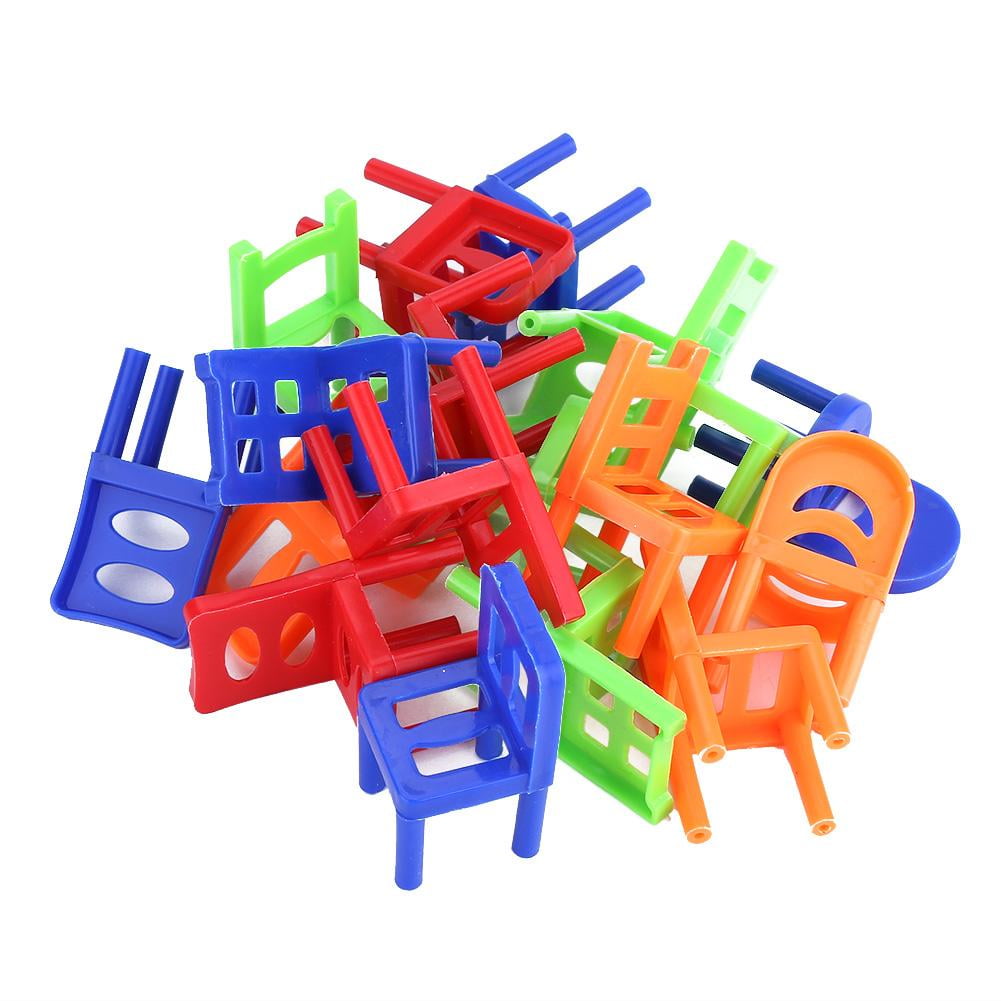 Ejoyous Chair Toy,18pcs/ Set Mini Stacking Plastic Chair Toy Learning