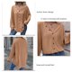 thumbnail image 5 of Camiseta de manga larga con botones y cuello en V, dobladillo suelto de Color sólido, regalos para mujer para fiesta, compras, trabajo, 5 of 6