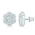 thumbnail image 5 of 1/2Cttw Real Natural Diamond Floral Cluster Stud Earrings Set in 925 Sterling Silver, 5 of 7